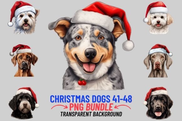 Christmas Dogs in Hats Sublimation 41-48: Festive Design Assets