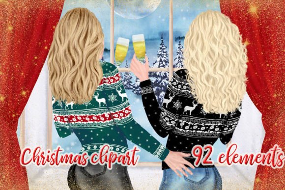 Christmas Girls Clipart Xmas Besties Png: Festive Design Magic