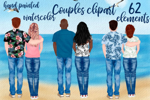 Couples Clipart Custom People Rear: A Watercolor Design Asset