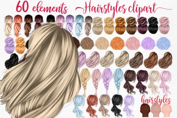 Creative Watercolor Clipart for Girls' Hairstyle Designs