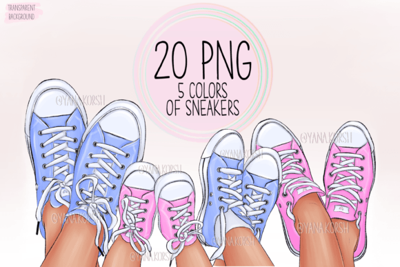 Family Legs Clipart: Stylish Mom, Dad & Kids Sneakers