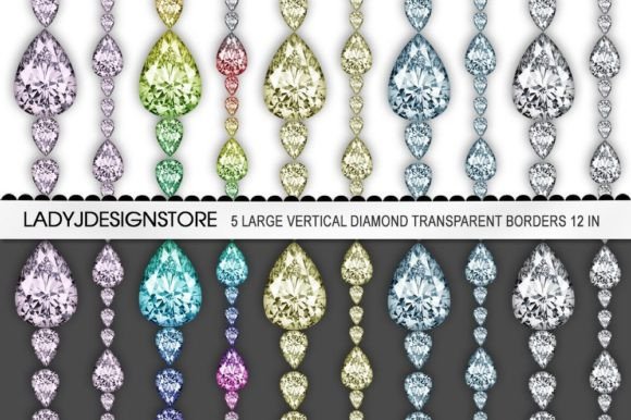 Modern Pear Diamond Digital ClipArt Borders for Designers
