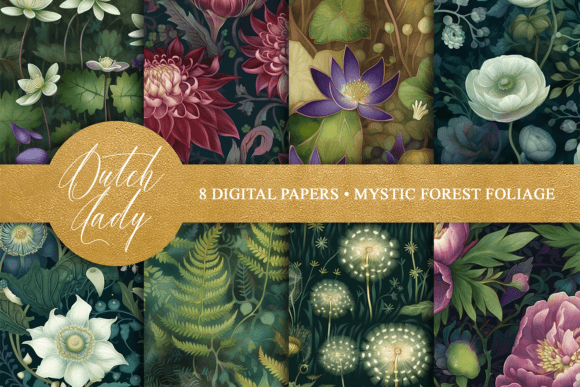 Mystic Forest Foliage Seamless Patterns: Digital Papers for Nature-Inspired Design
