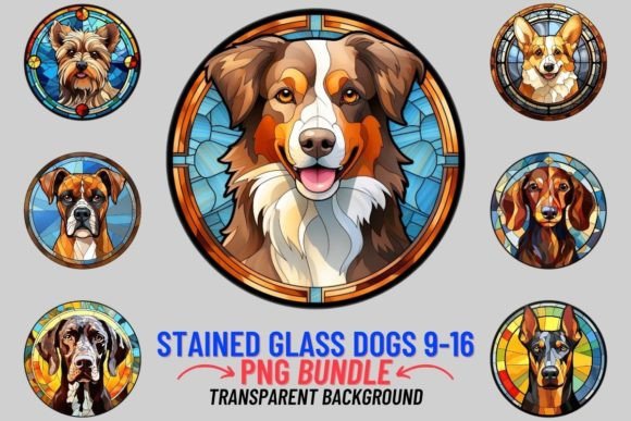 Stained Glass Dogs Sublimation 9-16: A Designer's Mosaic