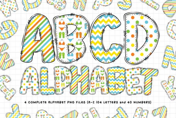 Summer Doodle Alphabet Letters: A Playful Design Asset