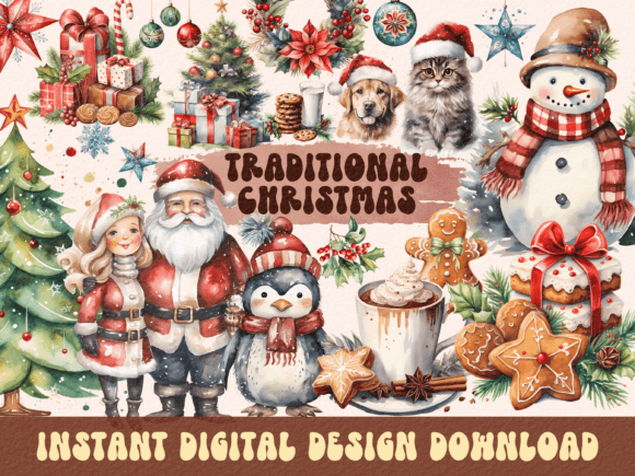Traditional Christmas, 150 Designs: A Festive Clipart Collection