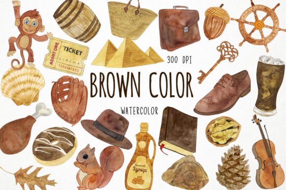 Watercolor Brown Color Clipart: A Versatile Design Asset