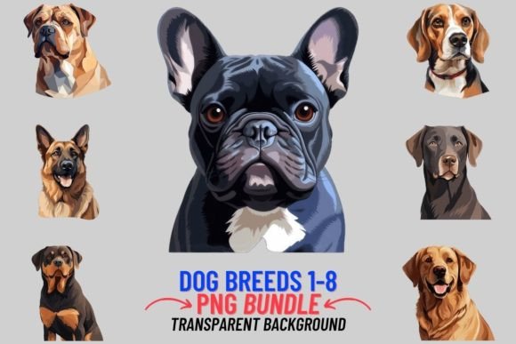 Watercolor Dog Breeds Sublimation 1-8: A Creative Asset for Designers