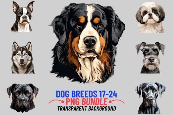 Watercolor Dog Breeds Sublimation 17-24: Vibrant Art for Creators