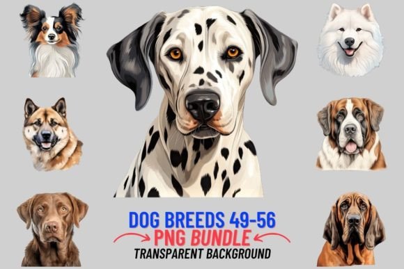 Watercolor Dog Breeds Sublimation 49-56: Artistic Clipart for Designers