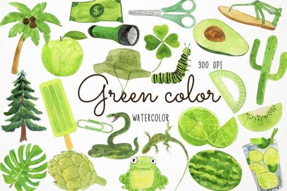 Watercolor Green Color Clipart: Nature's Digital Palette